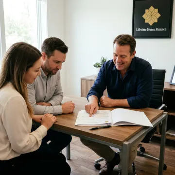 Los Angeles home buyers reviewing mortgage documents