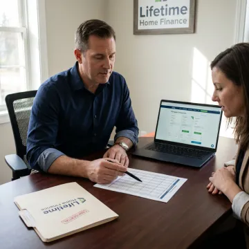 Loan expert reviewing refinance options with homeowner