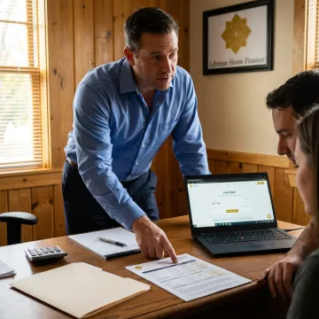 Mortgage broker reviewing loan documents with a homebuyer
