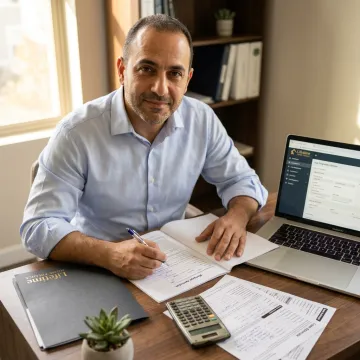 Loan officer reviewing mortgage documents