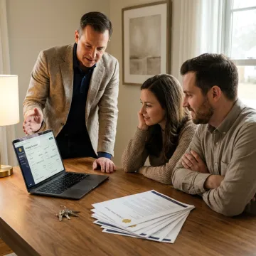 Mortgage broker helping a Corona CA homebuyer compare loan options