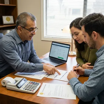 Loan officer reviewing first-time homebuyer financing steps
