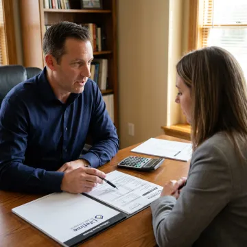 Loan officer reviewing investment property loan steps