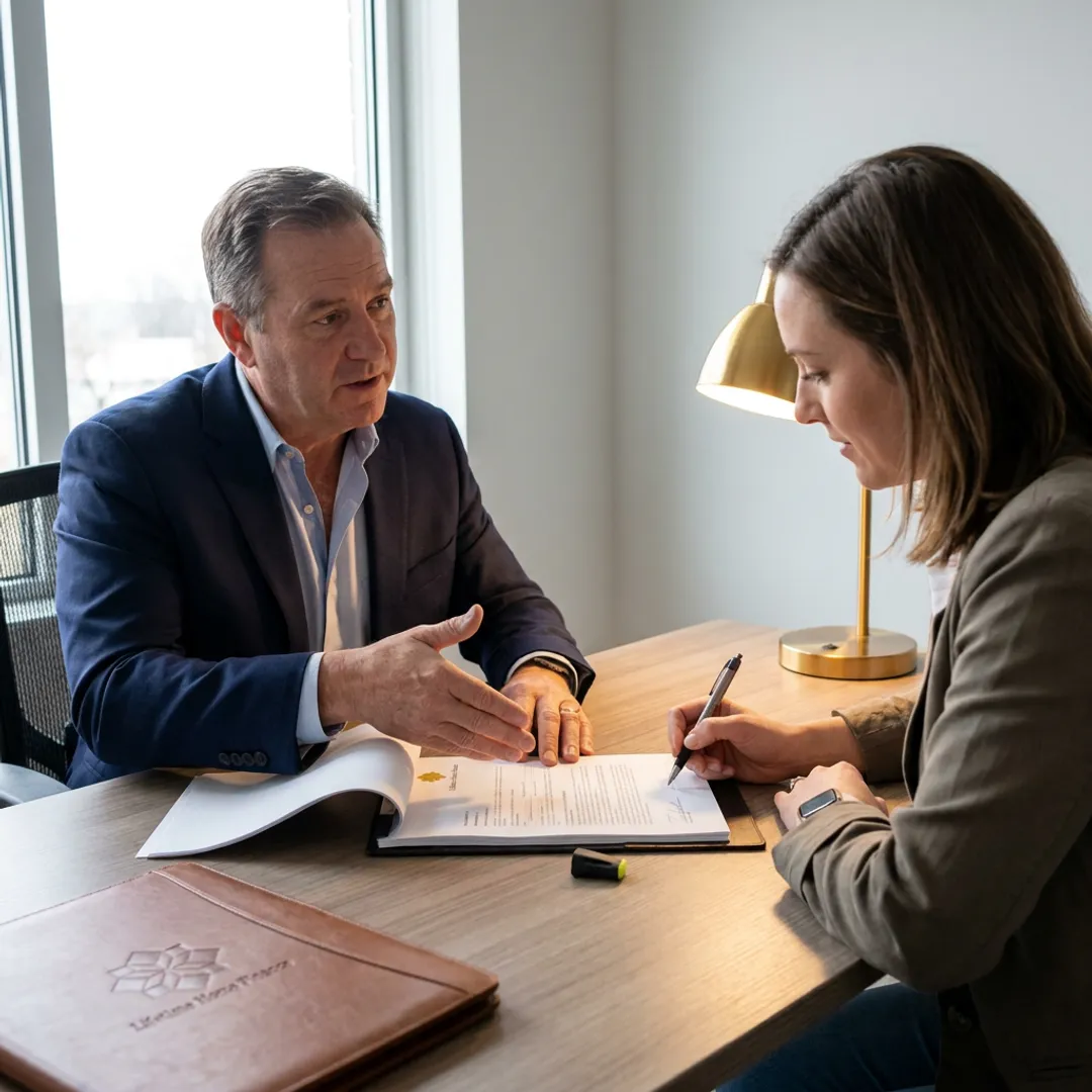 Mortgage advisor explaining loan choices to a client