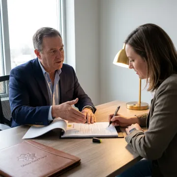 Mortgage advisor explaining loan choices to a client