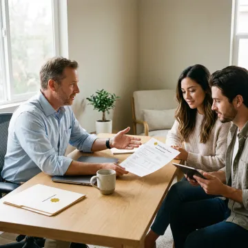 Loan officer explaining mortgage choices