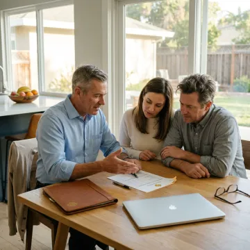 Loan officer reviewing jumbo mortgage figures