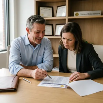 Loan officer explaining mortgage rate comparisons