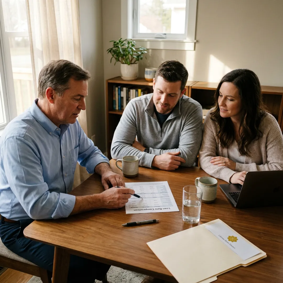 Loan officer explaining mortgage options