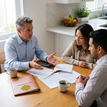 California homeowner reviewing bridge loan options with a loan officer