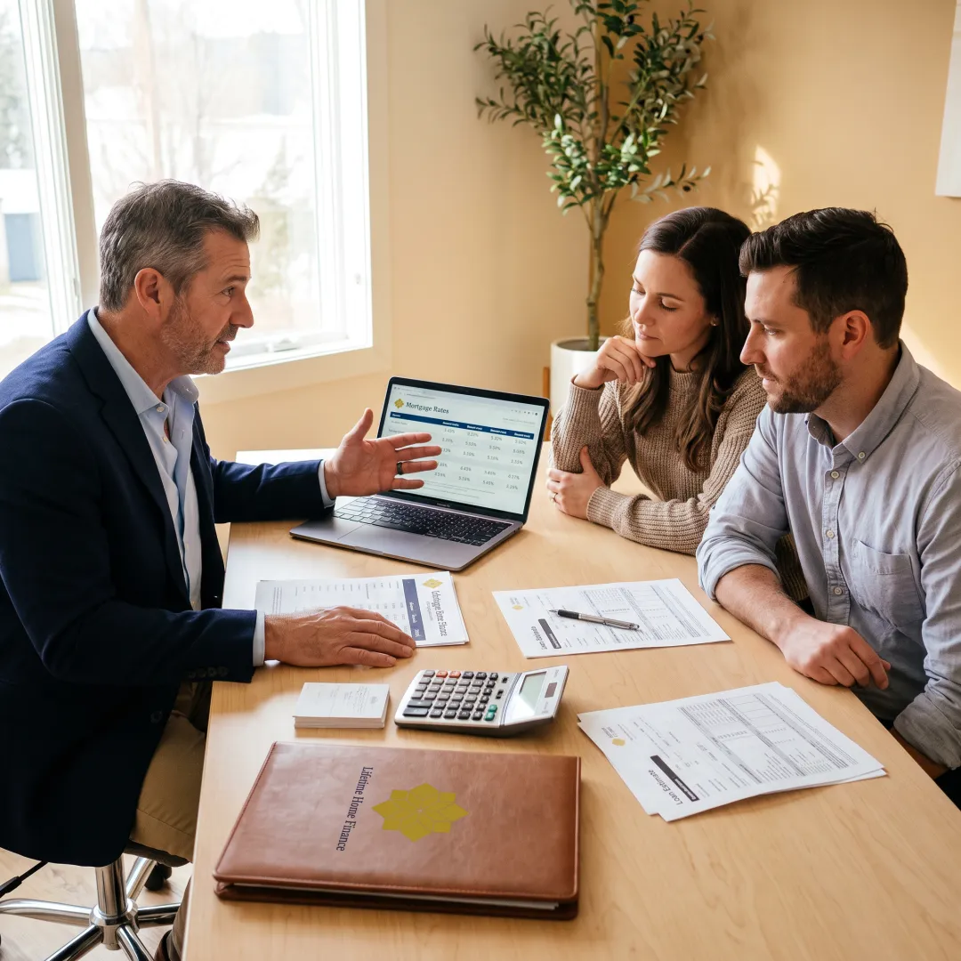 Loan officer reviewing mortgage options