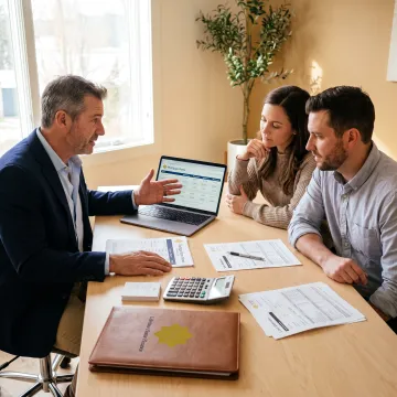 Loan officer reviewing mortgage options