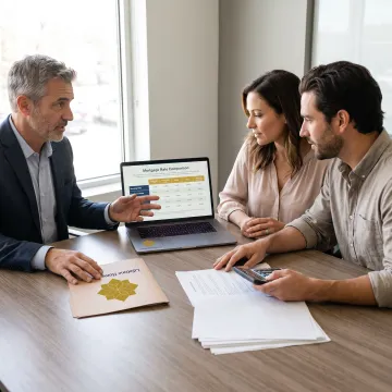Loan officer explaining mortgage choices