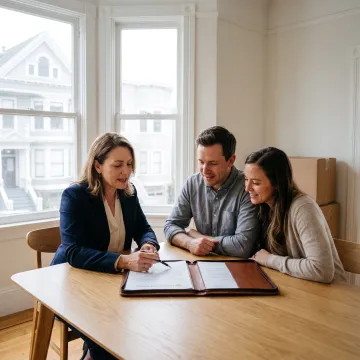 Loan officer reviewing mortgage options with San Francisco homebuyers
