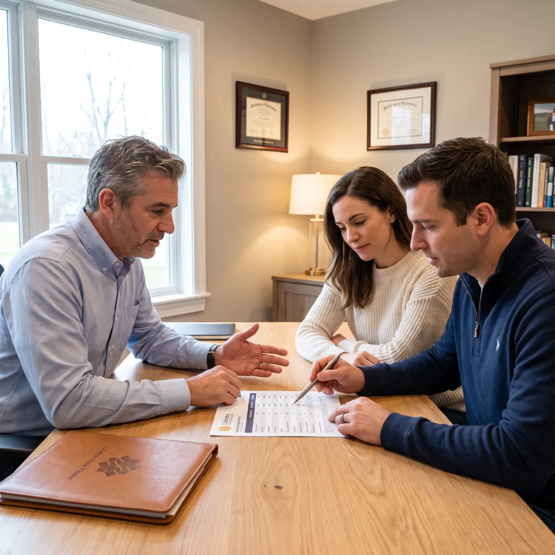 Mortgage professional explaining loan options to clients