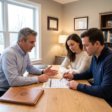 Mortgage professional explaining loan options to clients