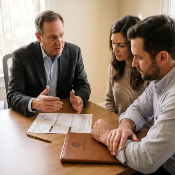 Loan officer explaining FHA financing to homebuyers