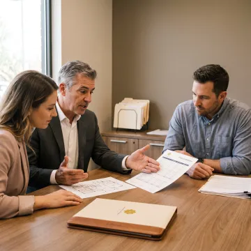 Loan officer explaining financing options to homeowners