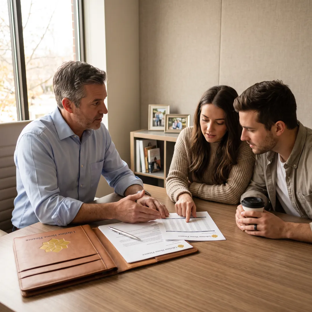 Loan officer explaining first-time buyer loan options