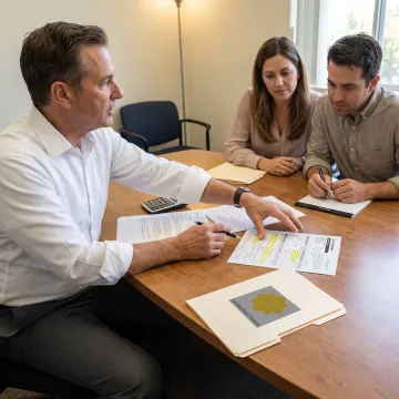 Homebuyer reviewing mortgage options with a loan officer