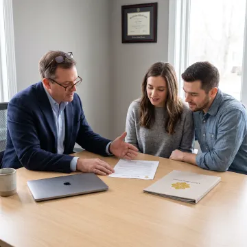 Loan officer explaining FHA financing to homebuyers