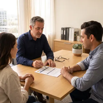 Mortgage advisor explaining loan options to clients