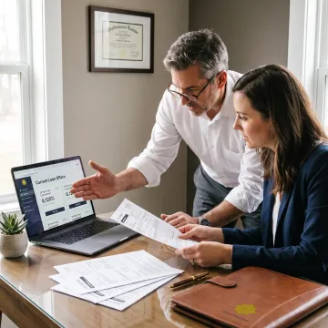Mortgage professional explaining loan choices to a client