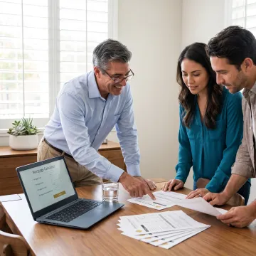 Loan officer consulting with homebuyers in San Diego