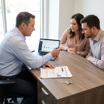 Loan officer explaining mortgage options