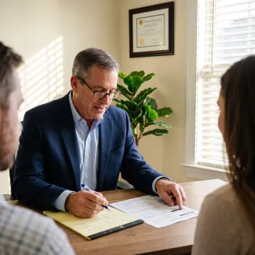 Loan officer discussing mortgage options with clients