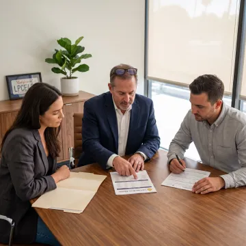 Loan officer reviewing mortgage options with clients