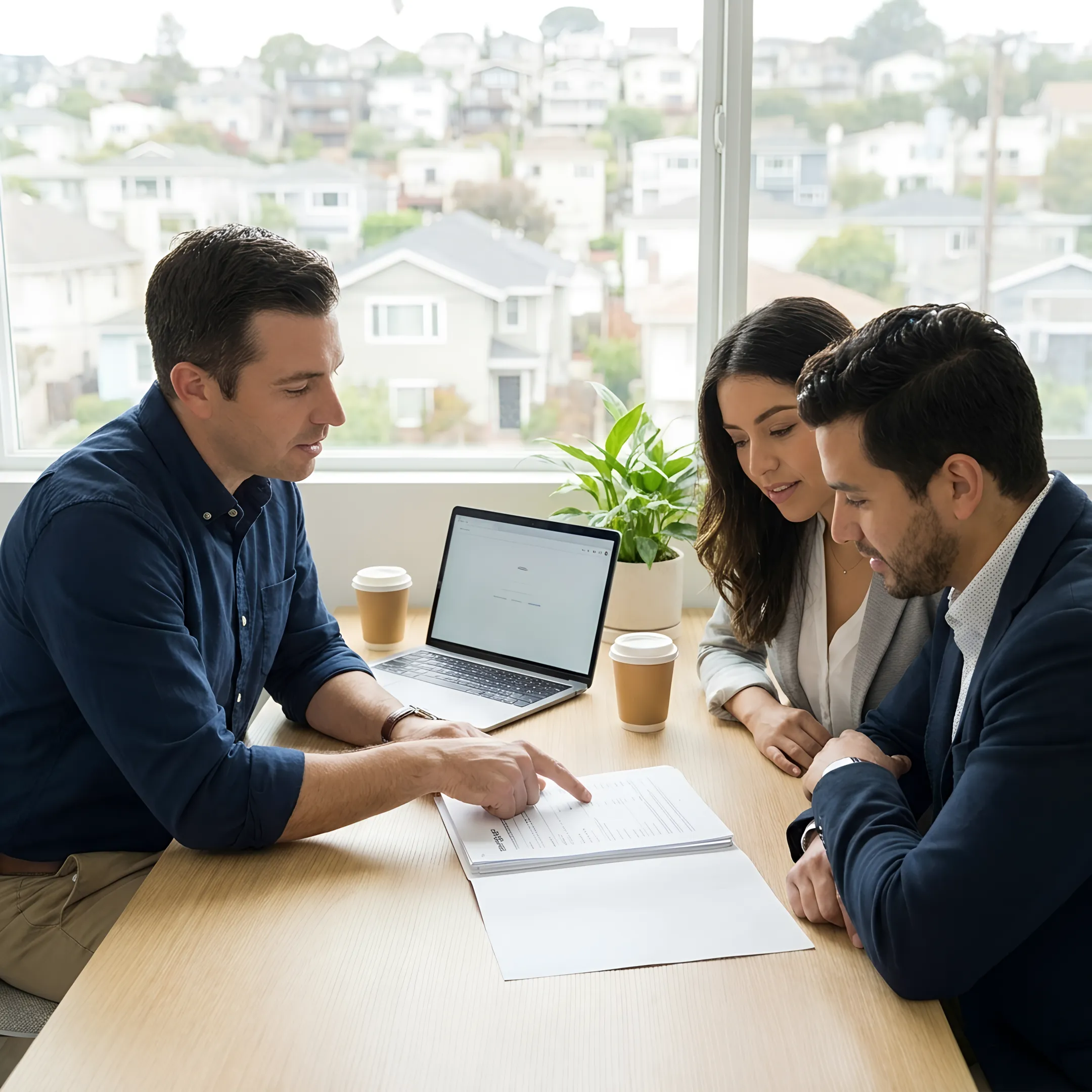 First-time homebuyers meeting with a mortgage advisor