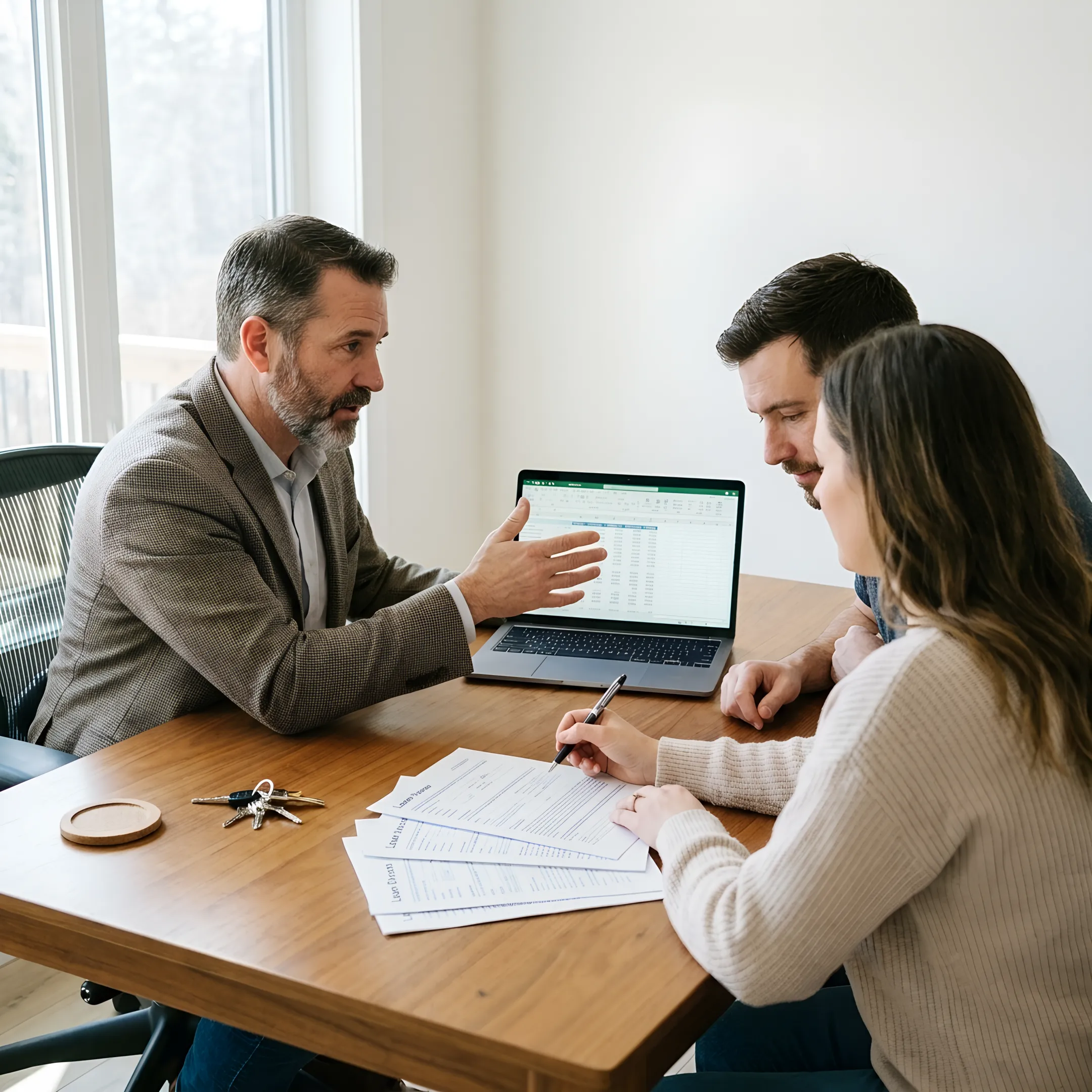 Loan officer explaining mortgage options