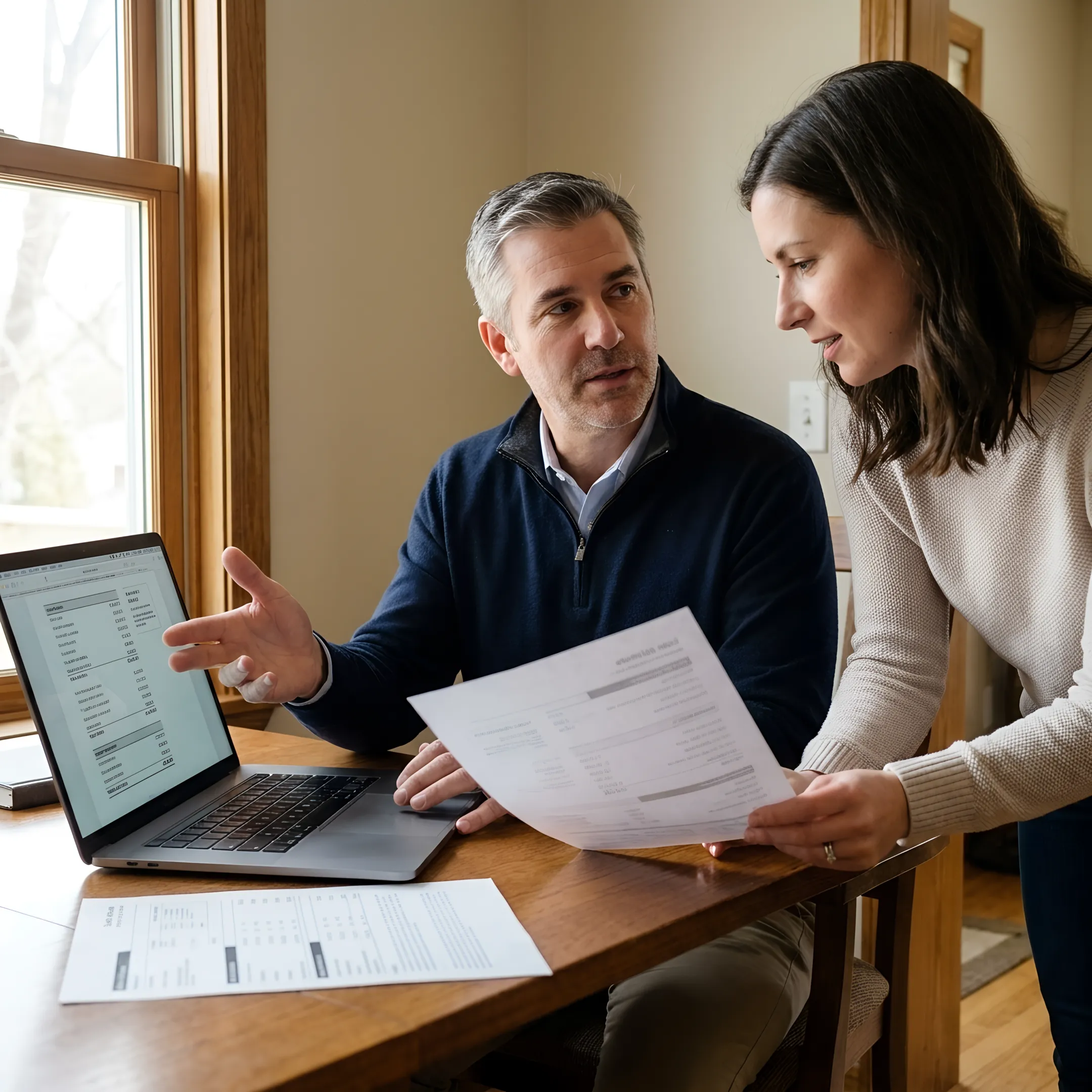 Mortgage professional explaining loan choices to a client