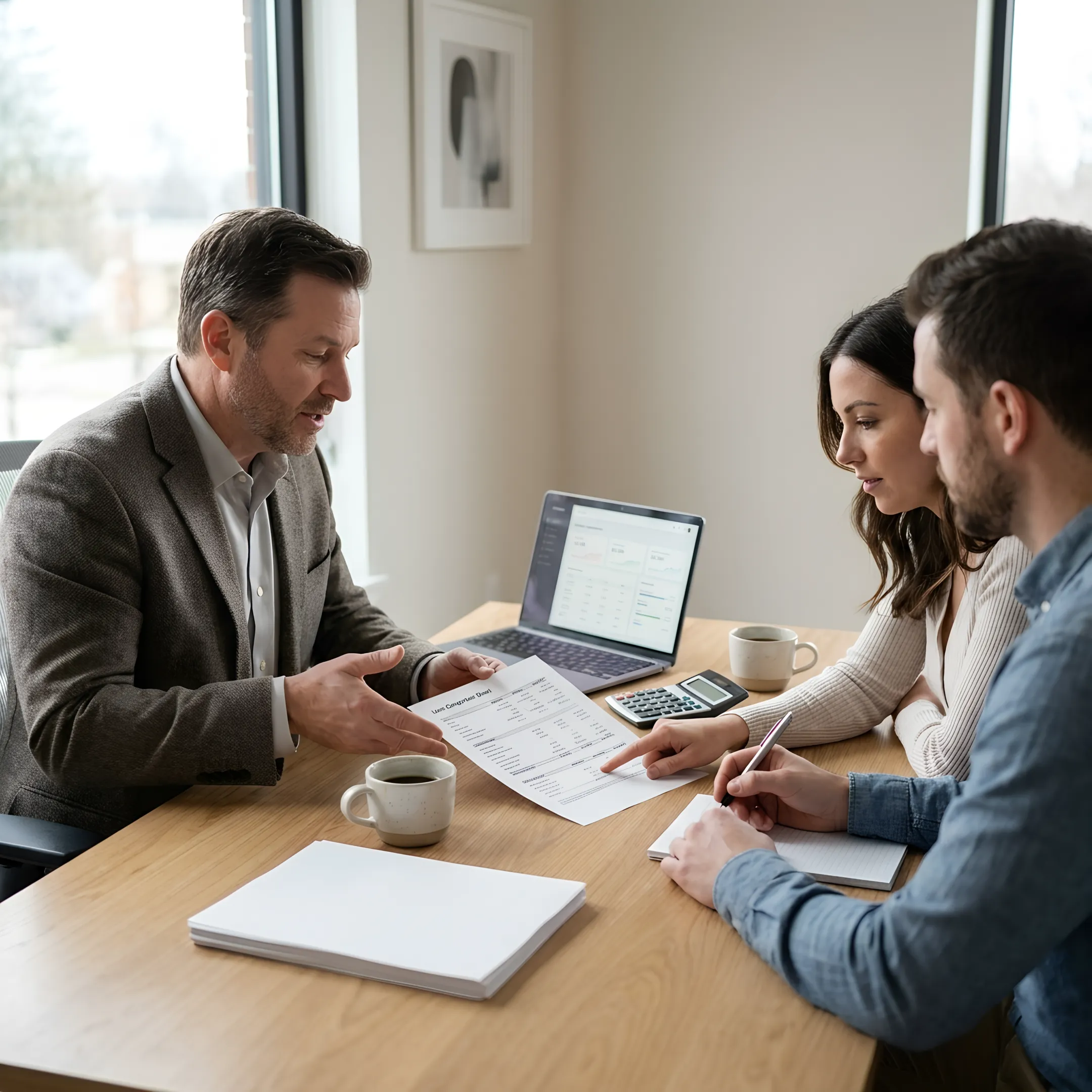 Homebuyer reviewing mortgage options with a loan officer