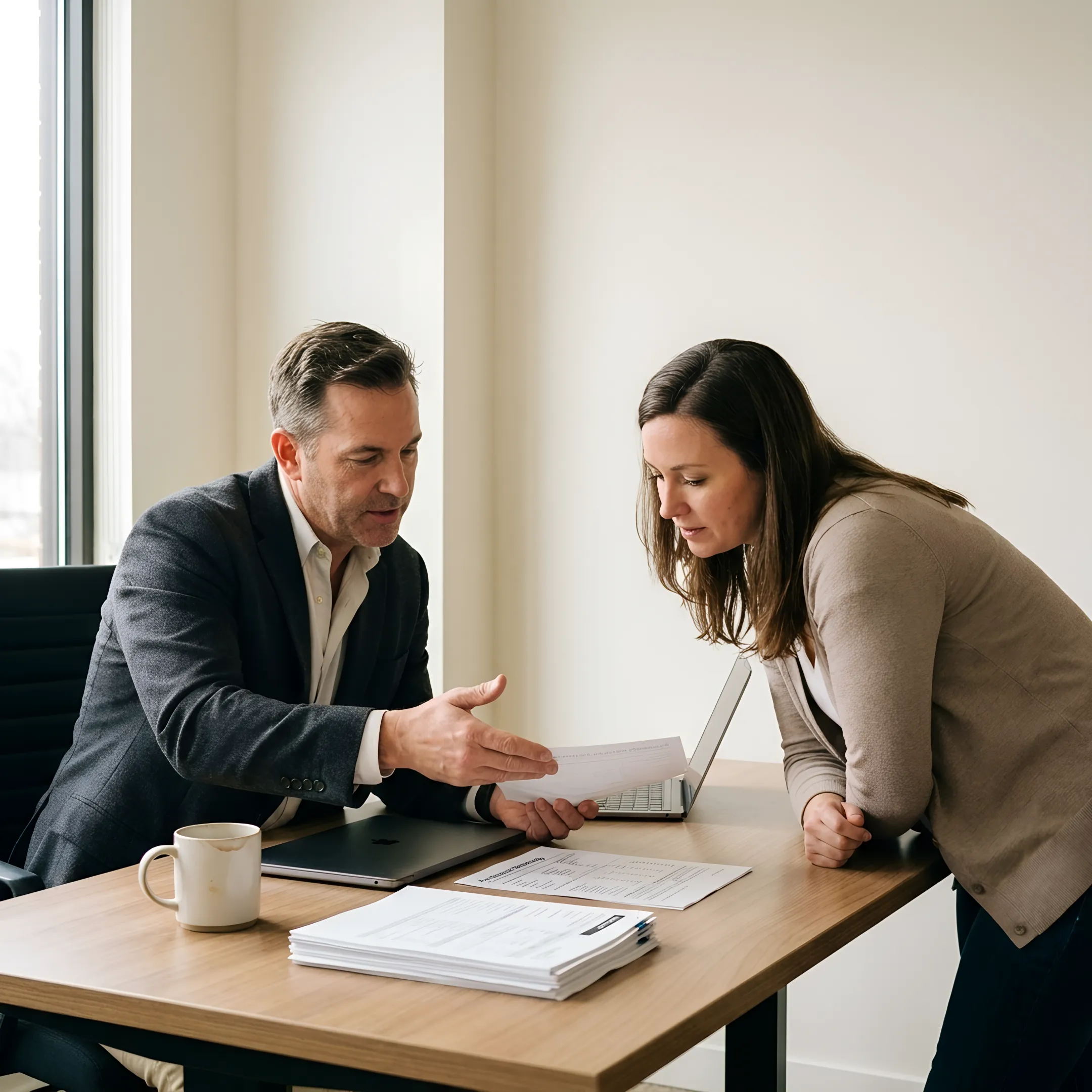 Homebuyer reviewing mortgage options with a loan officer
