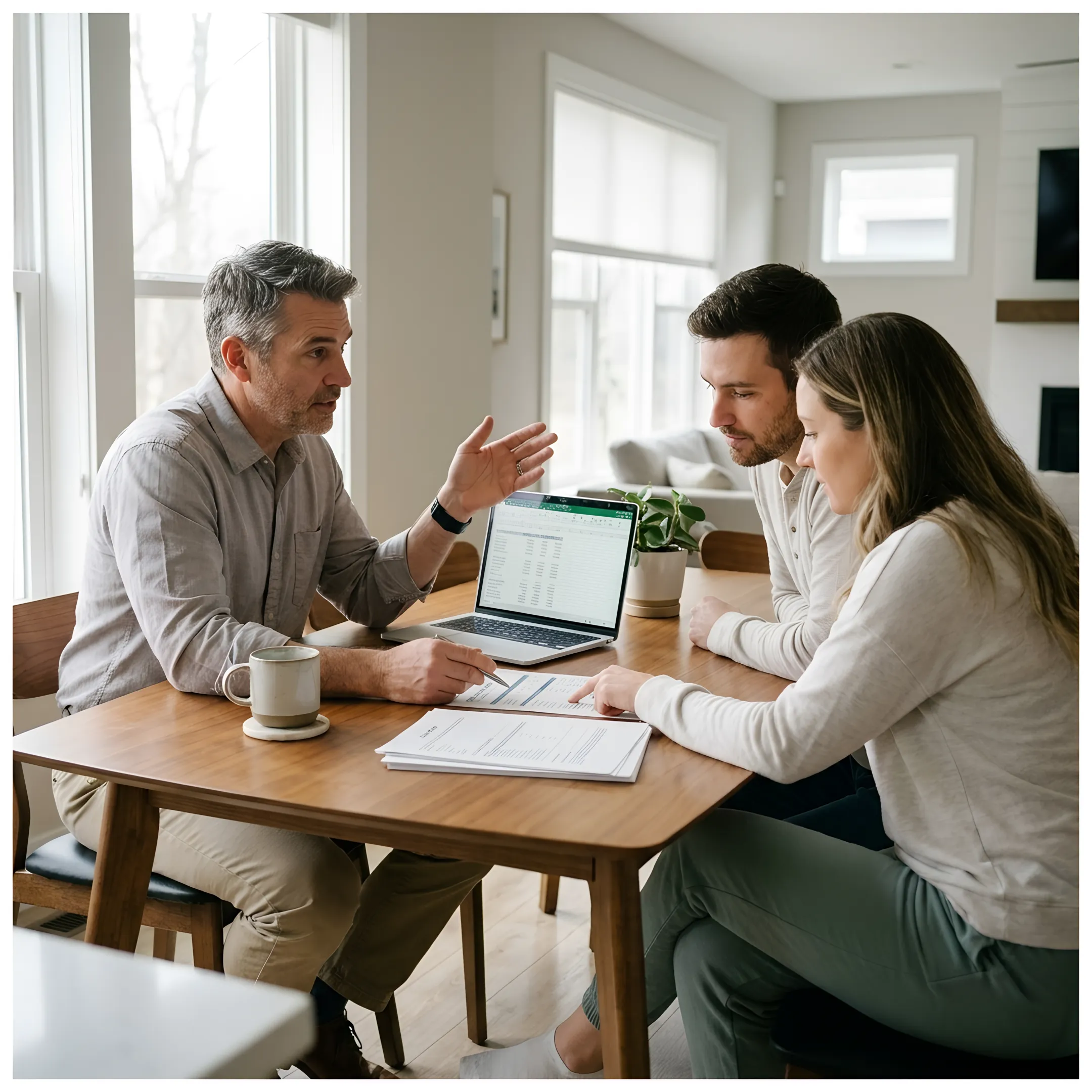 Loan officer consulting with homebuyers in San Diego