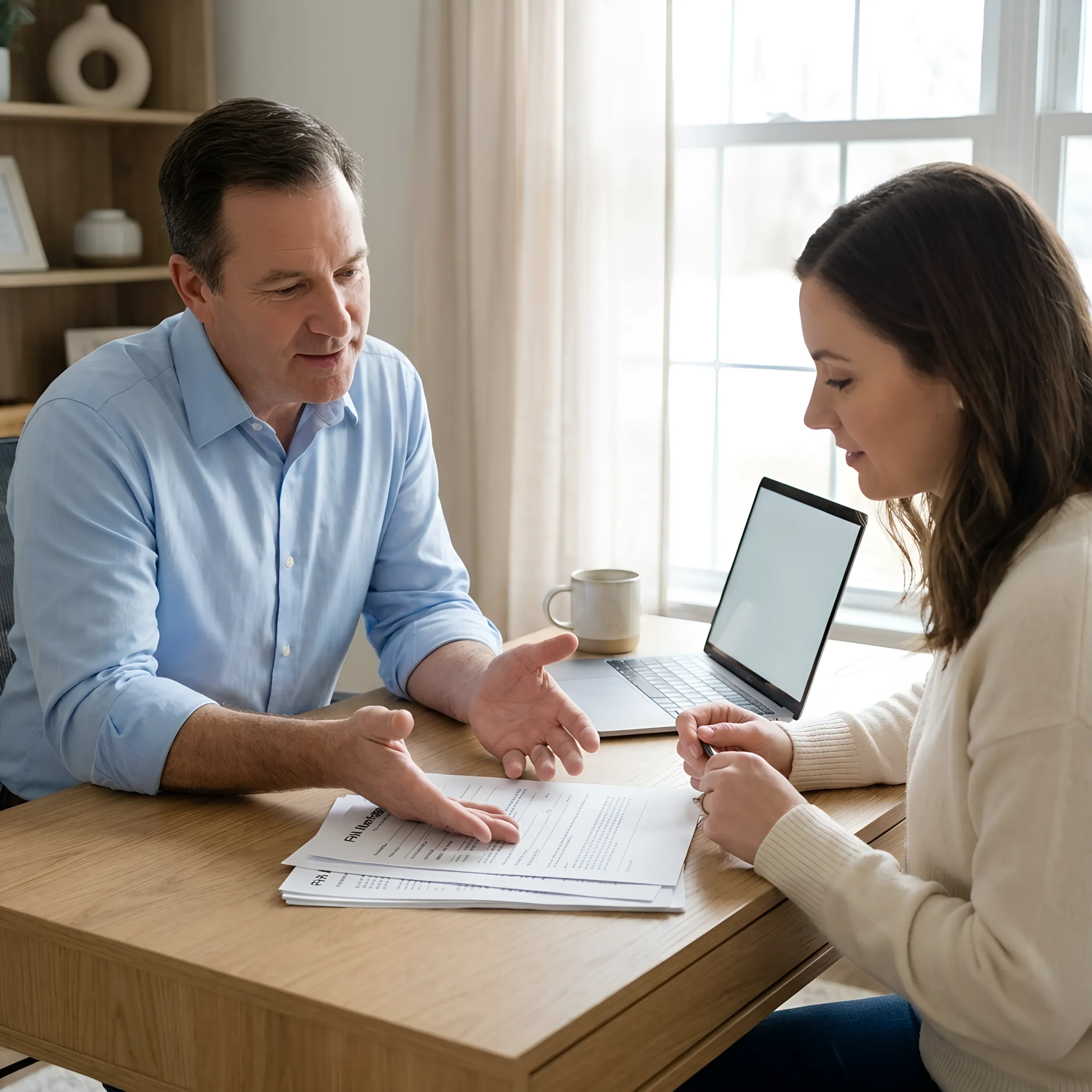 Homebuyer reviewing FHA loan options with a loan officer