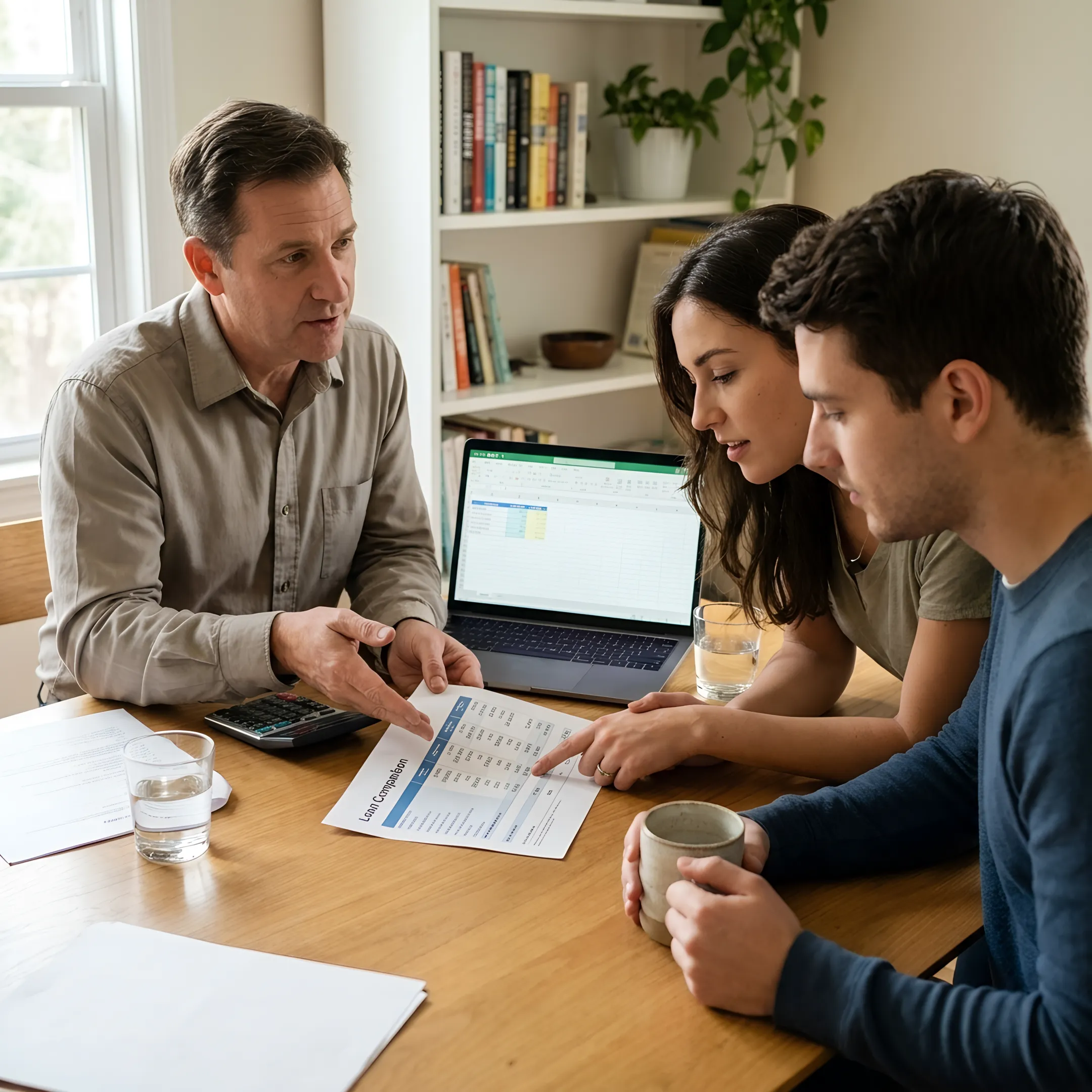 Loan officer explaining FHA financing to homebuyers