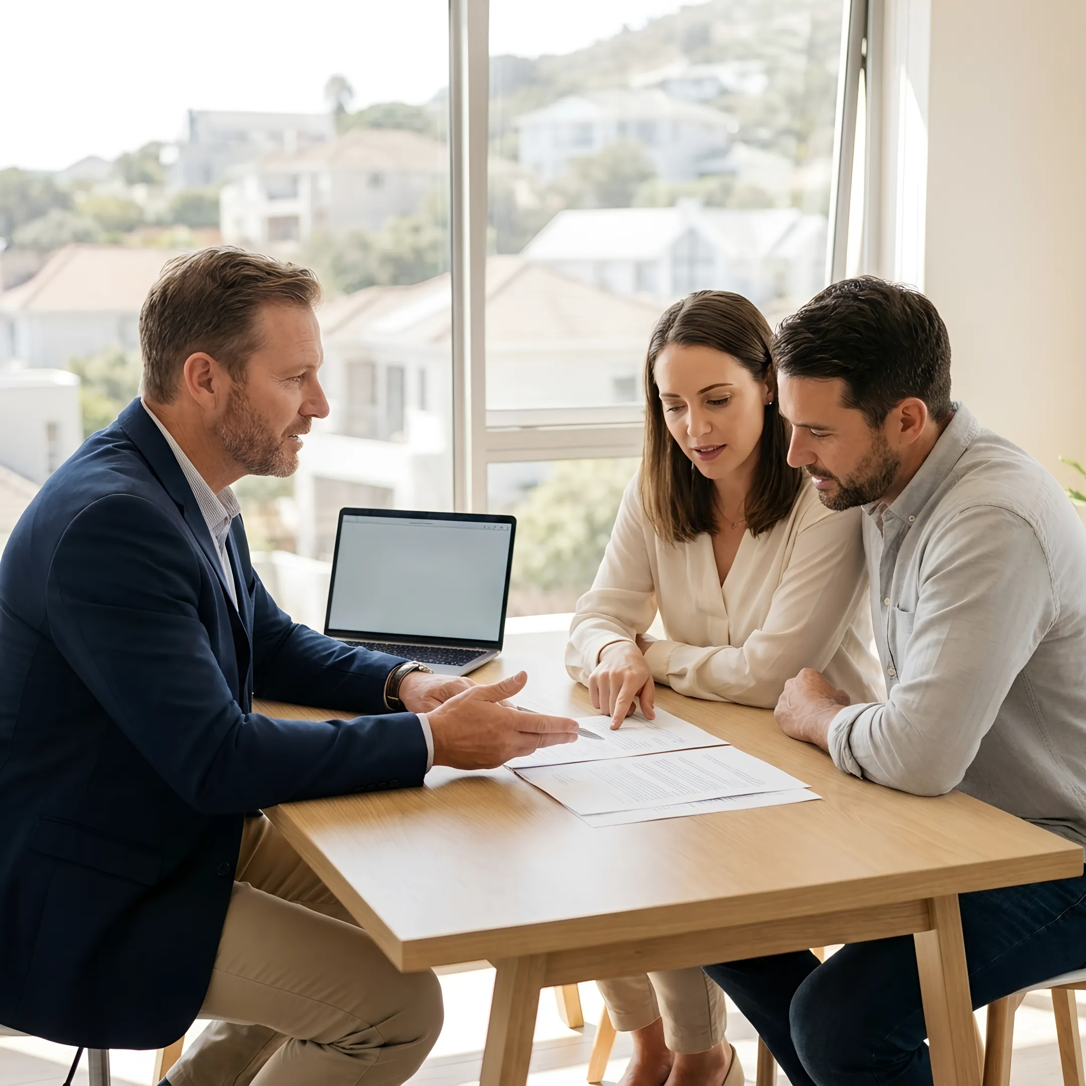 Mortgage broker consulting with Beverly Hills homebuyers