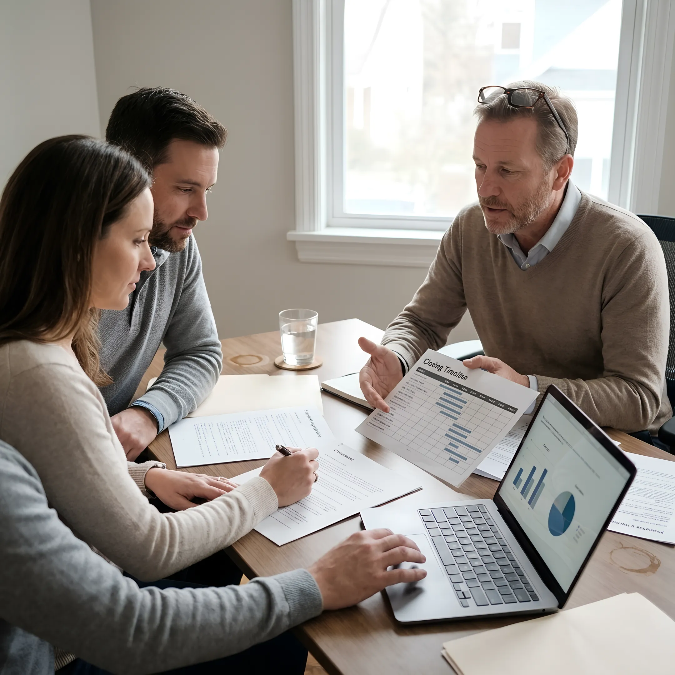 Loan officer explaining bridge financing to California homeowners
