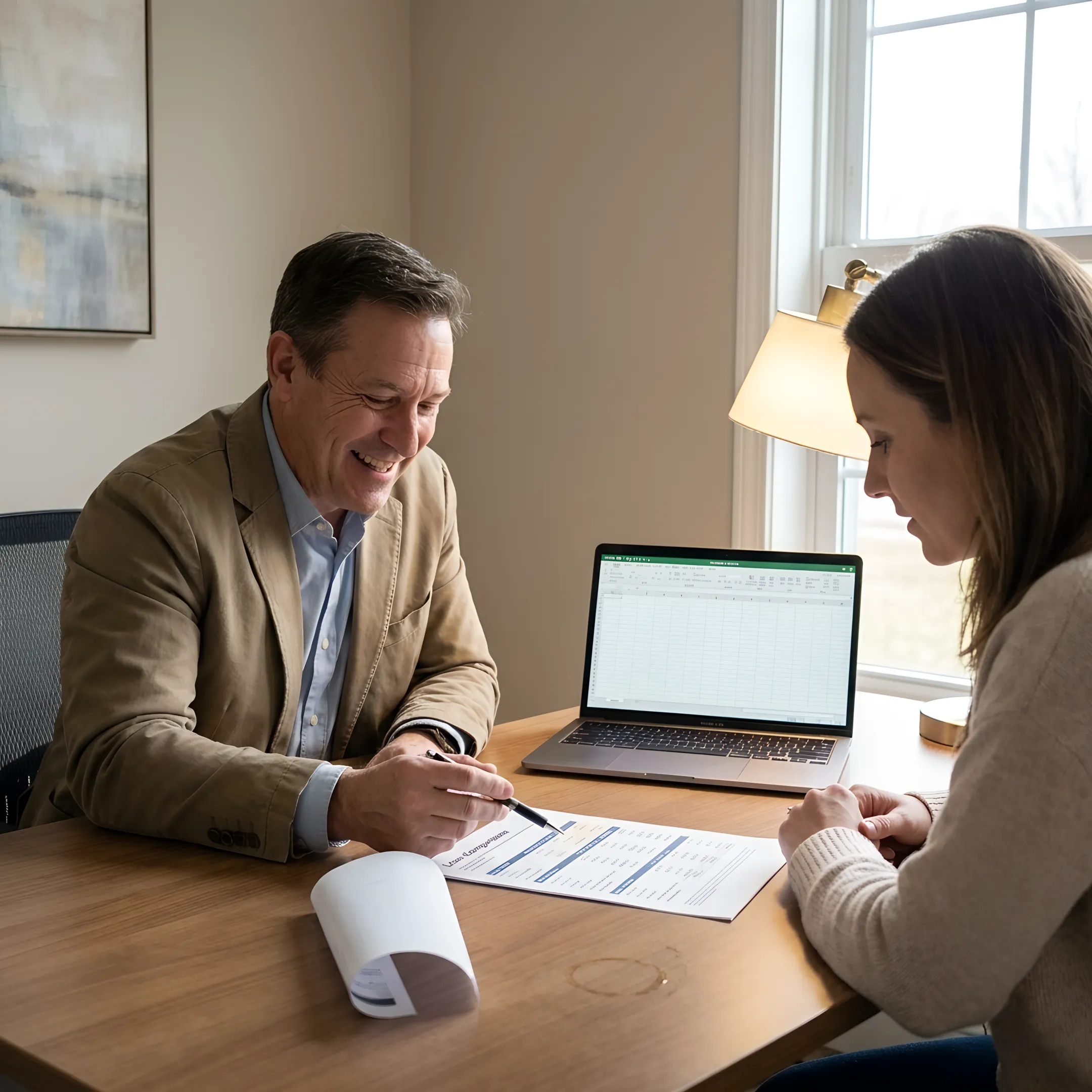 Mortgage advisor explaining tax credit and loan options