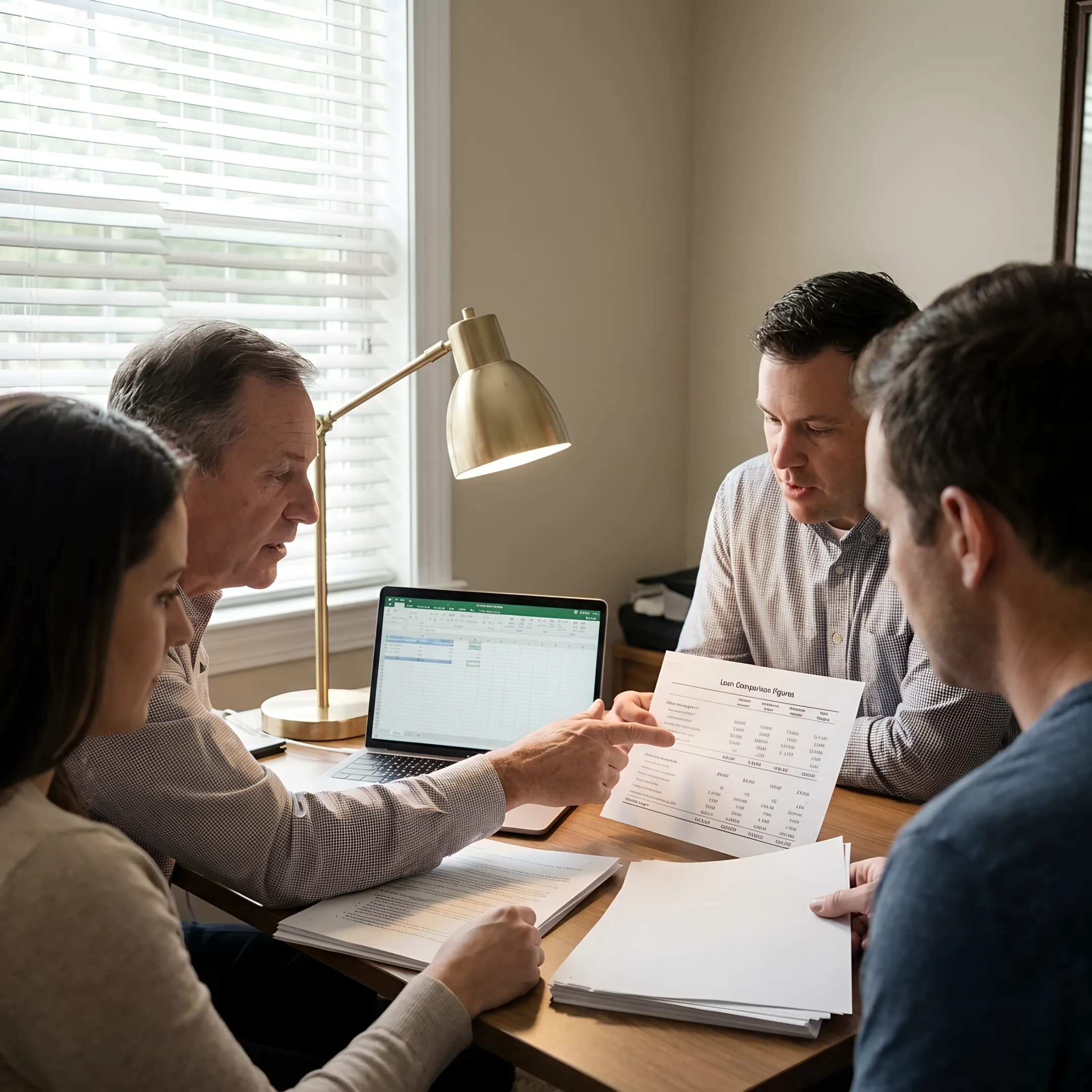Mortgage professional explaining loan options to clients