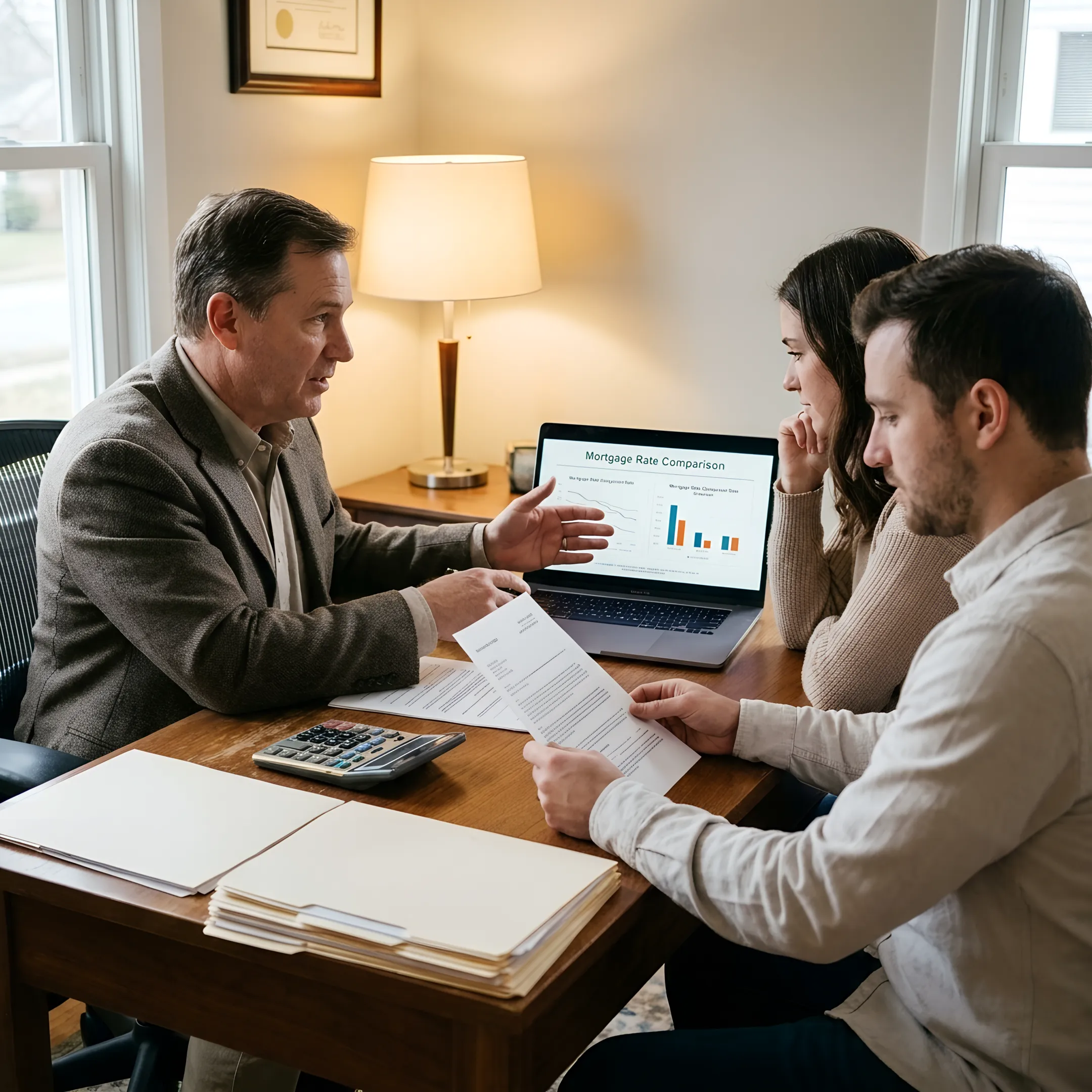Loan officer explaining mortgage choices