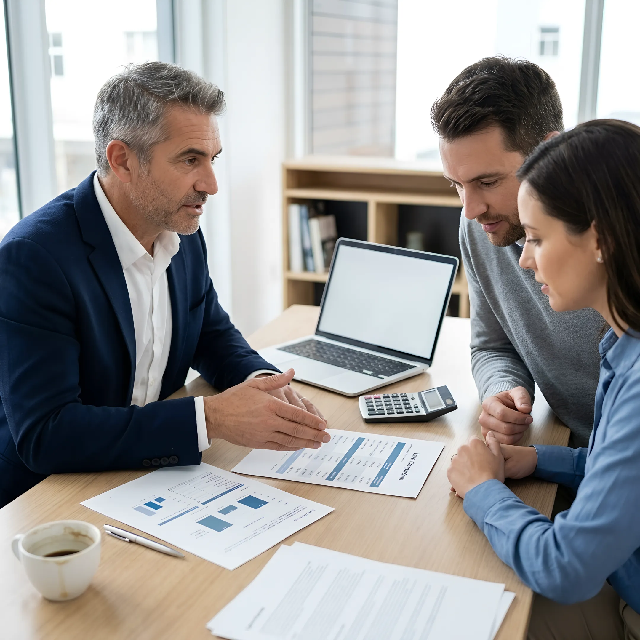 Loan officer explaining mortgage options