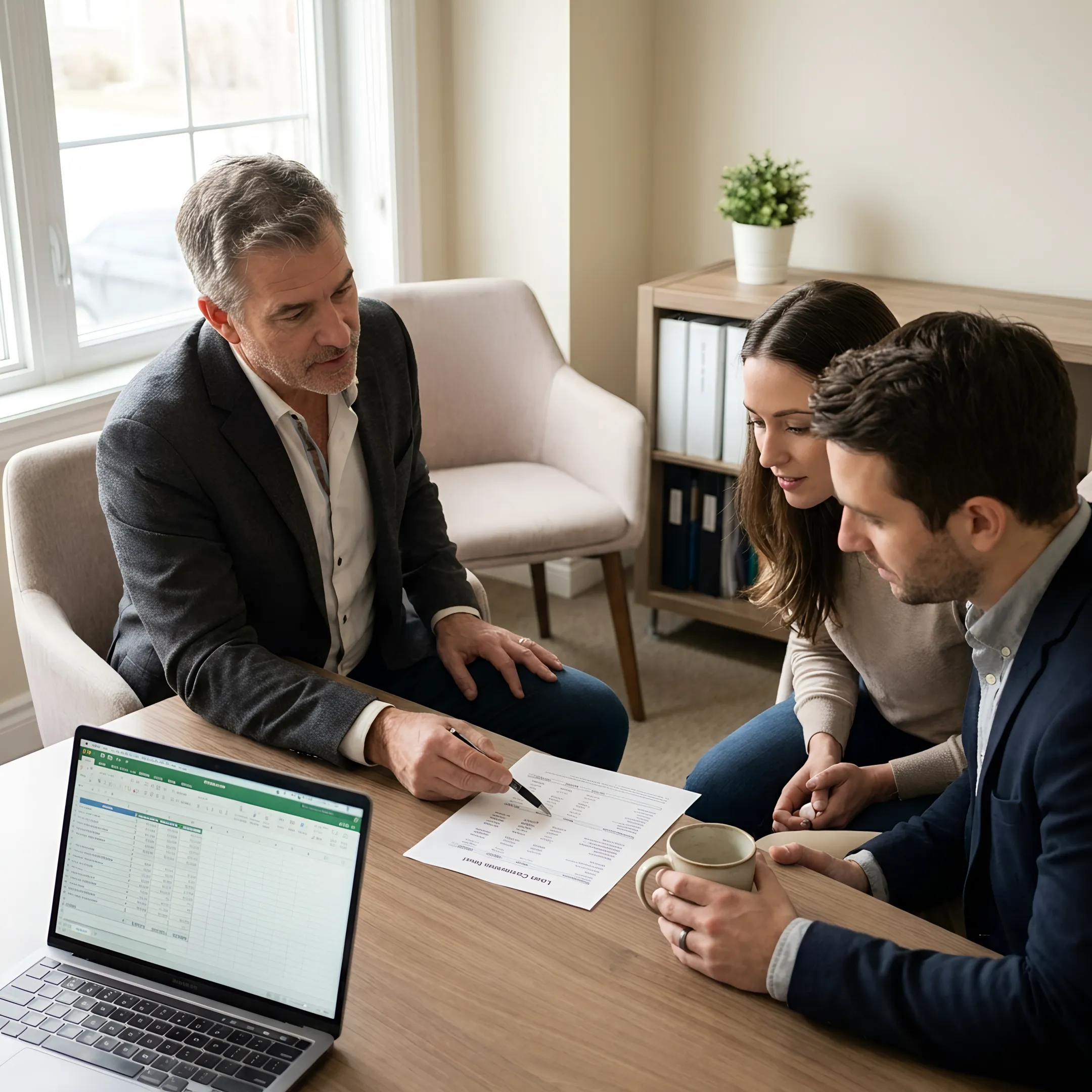 Loan officer explaining FHA financing to homebuyers