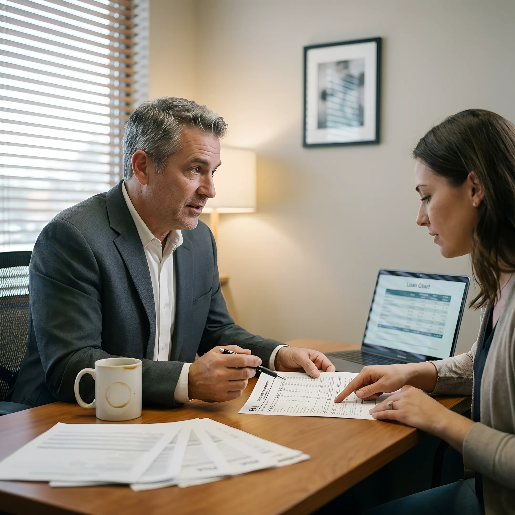 Loan officer explaining FHA down payment options