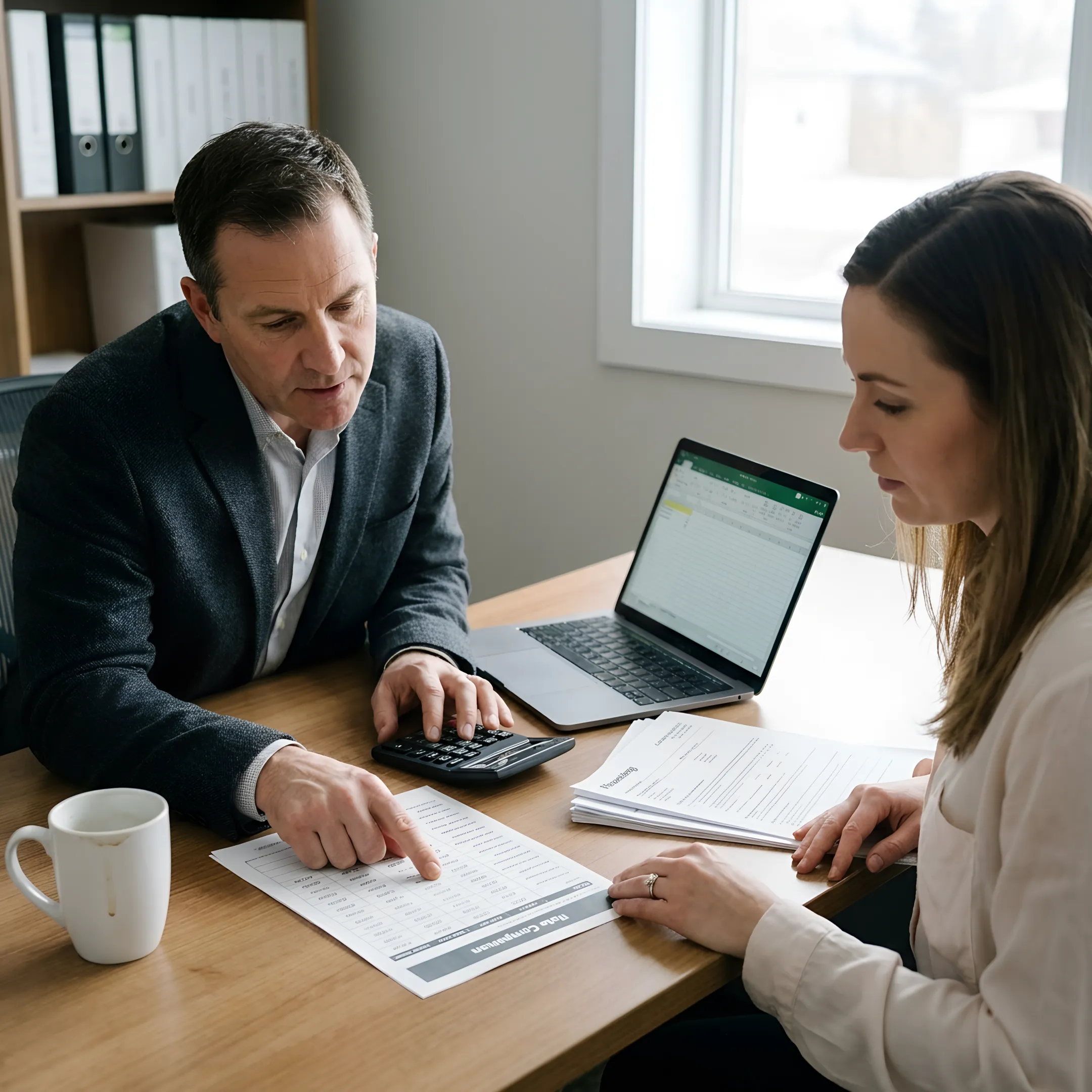 Mortgage advisor explaining loan choices to a client