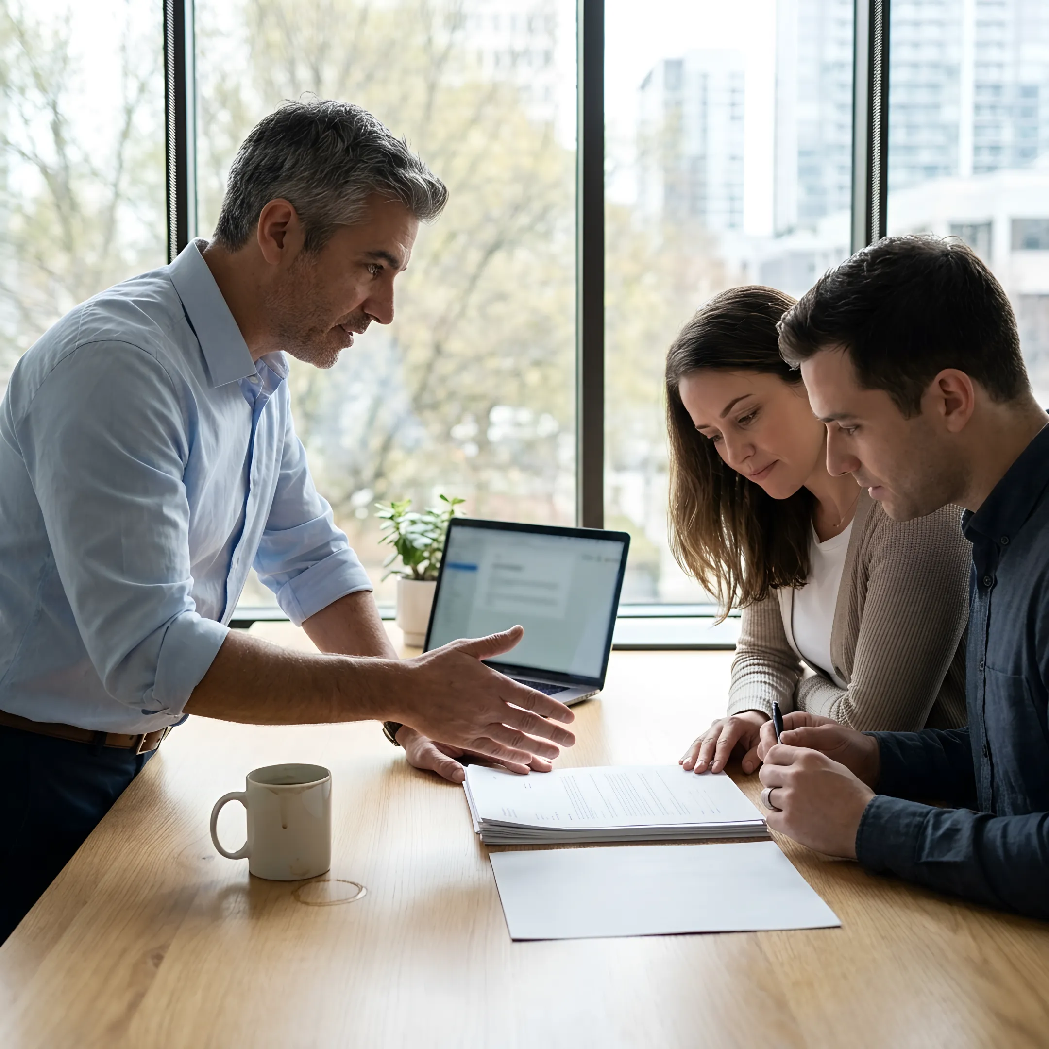 Loan officer guiding clients through the mortgage process