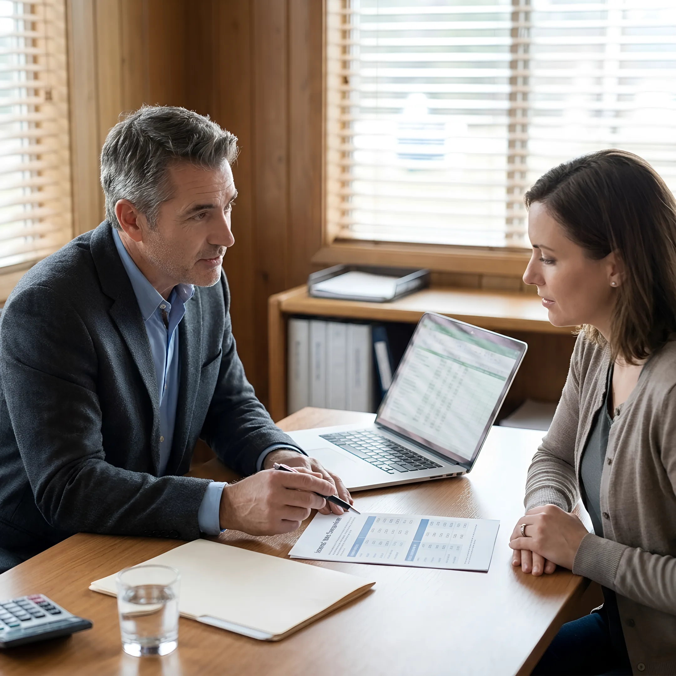 Loan officer reviewing mortgage rates with a buyer
